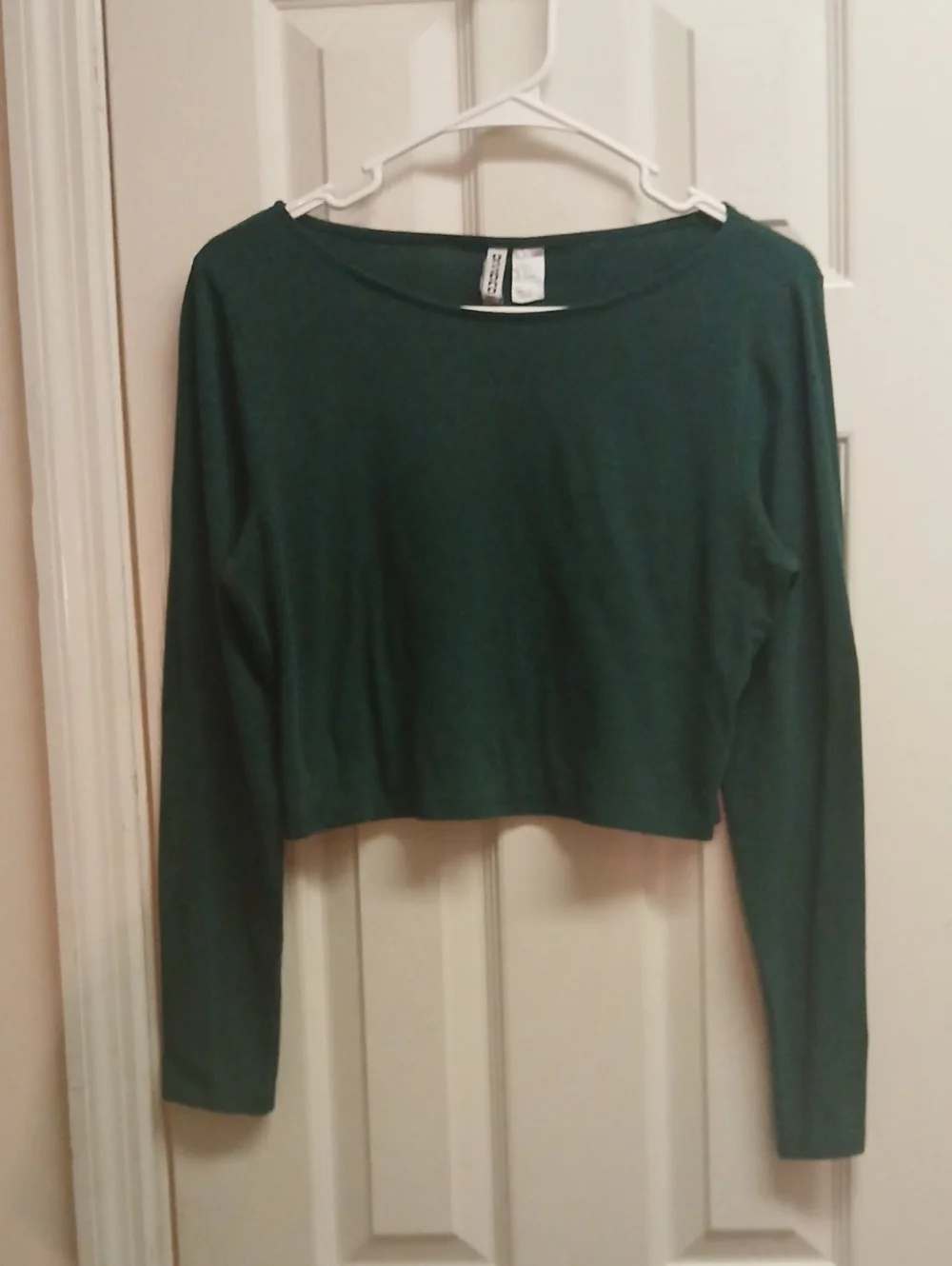 ​H&M DIVIDED Emerald Forest Green Long Sleeve Cropped Top - Size Large